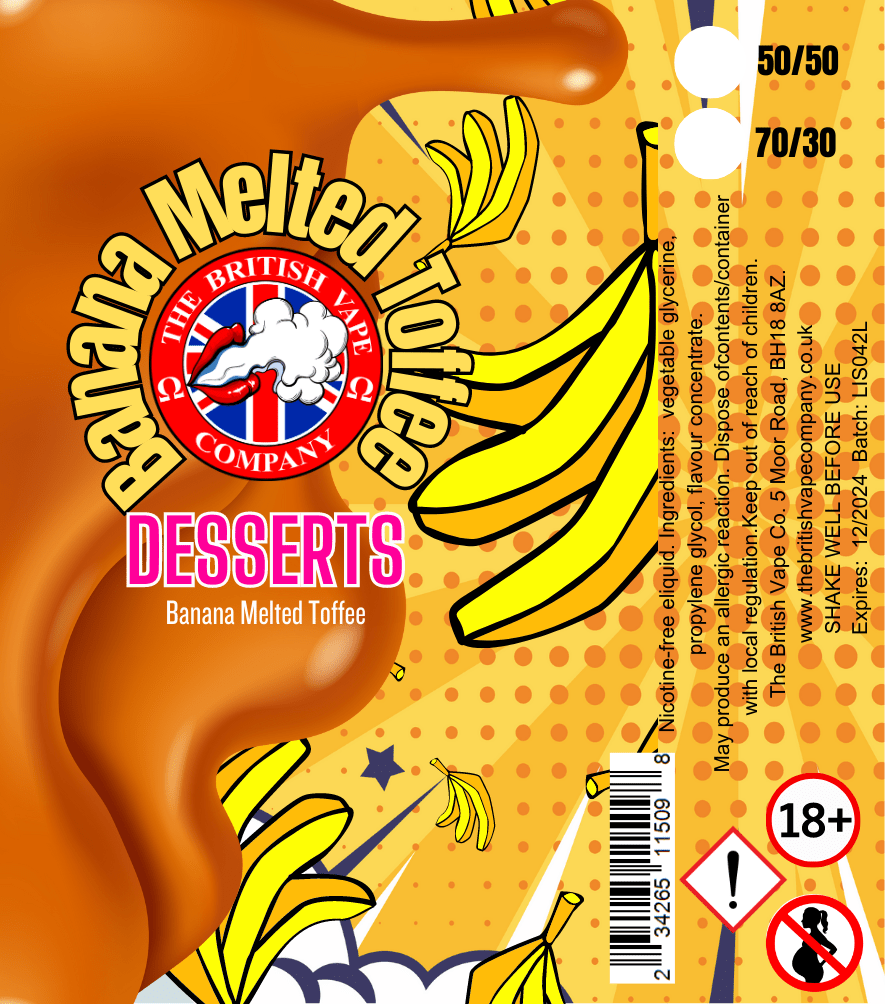 Banana & Melted Toffee Vape Juice  60ml - The British Vape Company