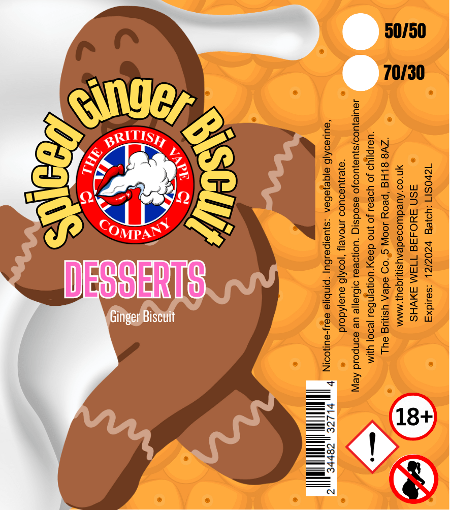 Desserts - Spiced Ginger Biscuit 60ml Longfill E-Liquid - The British Vape Company