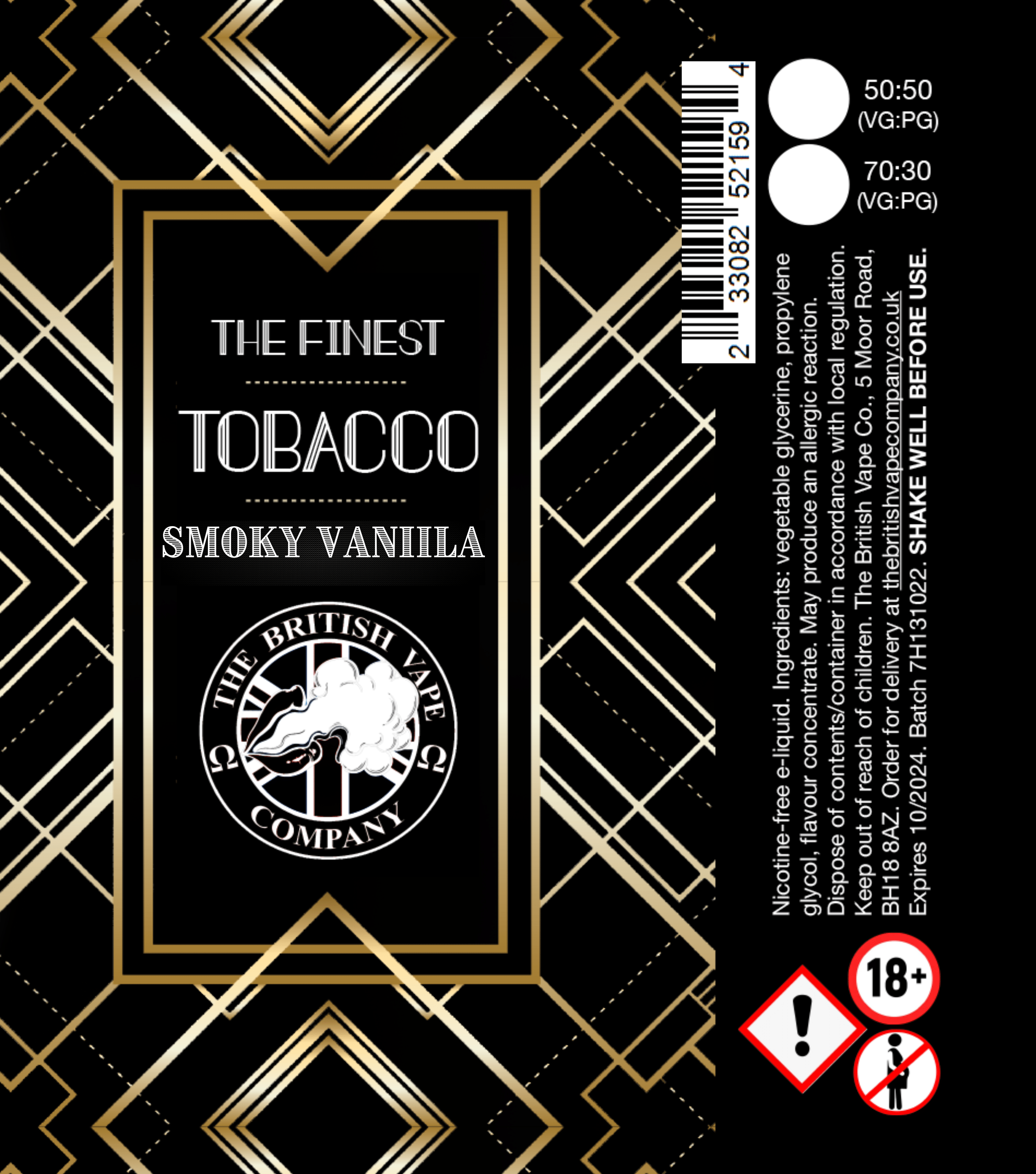 The Finest - Smoky Vanilla Tobacco 60ml Longfill E-Liquid - The British Vape Company