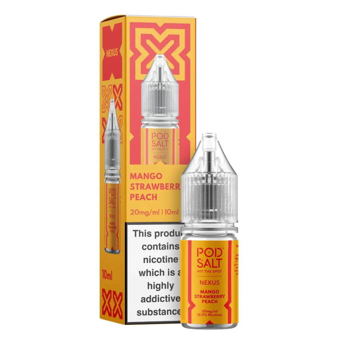 POD SALT NEXUS - Mango Strawberry Peach 10ml E-Liquid - The British Vape Company