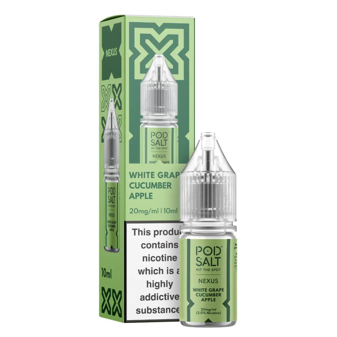 POD SALT NEXUS - White Grape Cucumber Apple 10ml E-Liquid - The British Vape Company