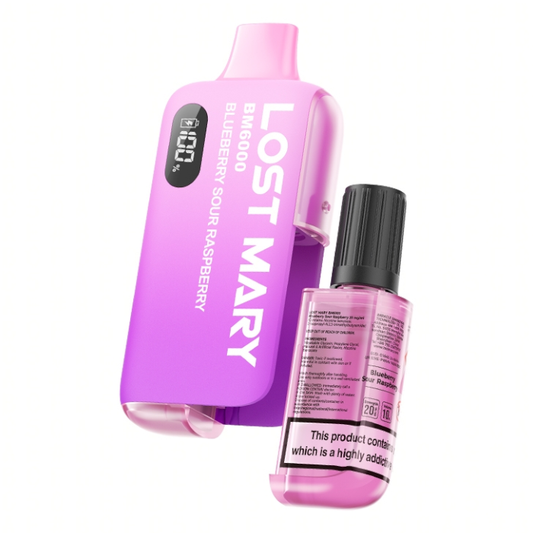 LOST MARY BM6000 -  Blue Sour Raspberry 6000 Puff Disposable Vape - The British Vape Company