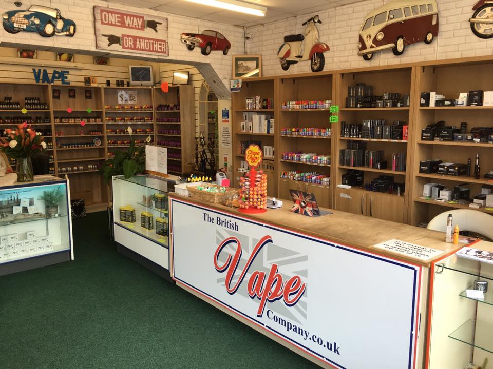 Interior of The British Vape Company vape shop and e-liquid store in 2016