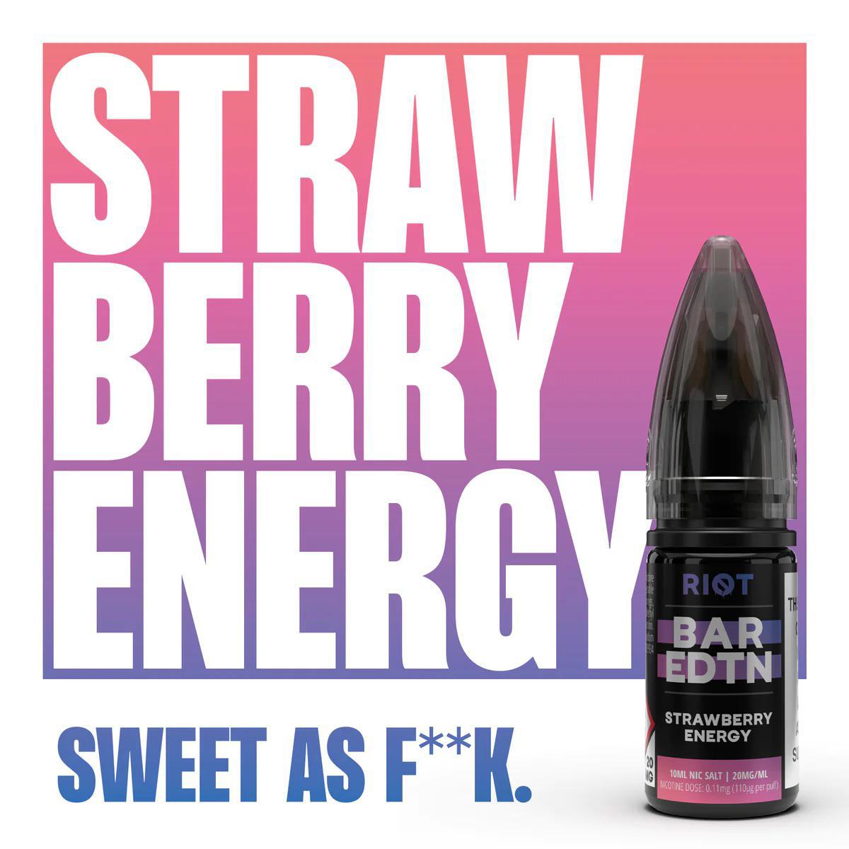 RIOT Bar EDTN - Strawberry Energy 10ml E-Liquid - The British Vape Company