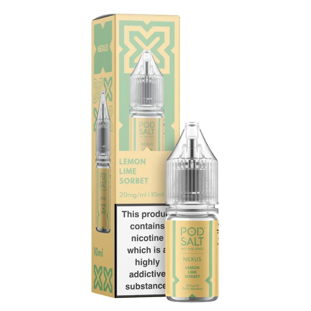 POD SALT NEXUS - Lemon Lime Sorbet 10ml E-Liquid - The British Vape Company