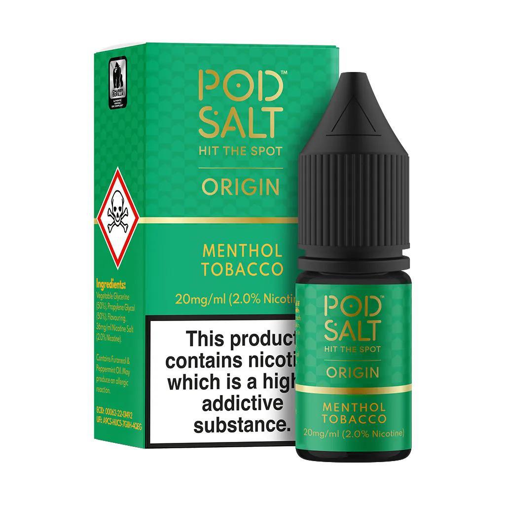 POD SALT ORIGIN - Menthol Tobacco 10ml E-Liquid - The British Vape Company