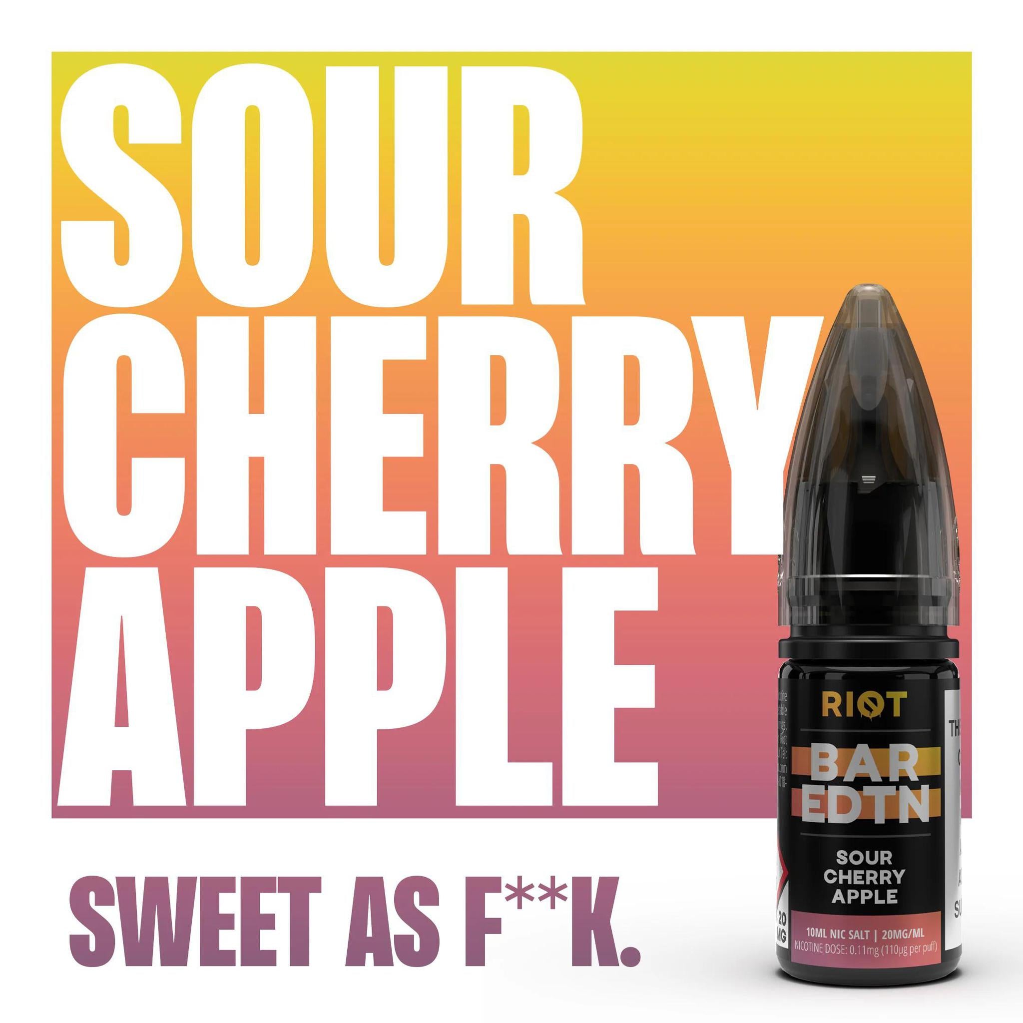 RIOT Bar EDTN - Sour Cherry Apple 10ml E-Liquid - The British Vape Company