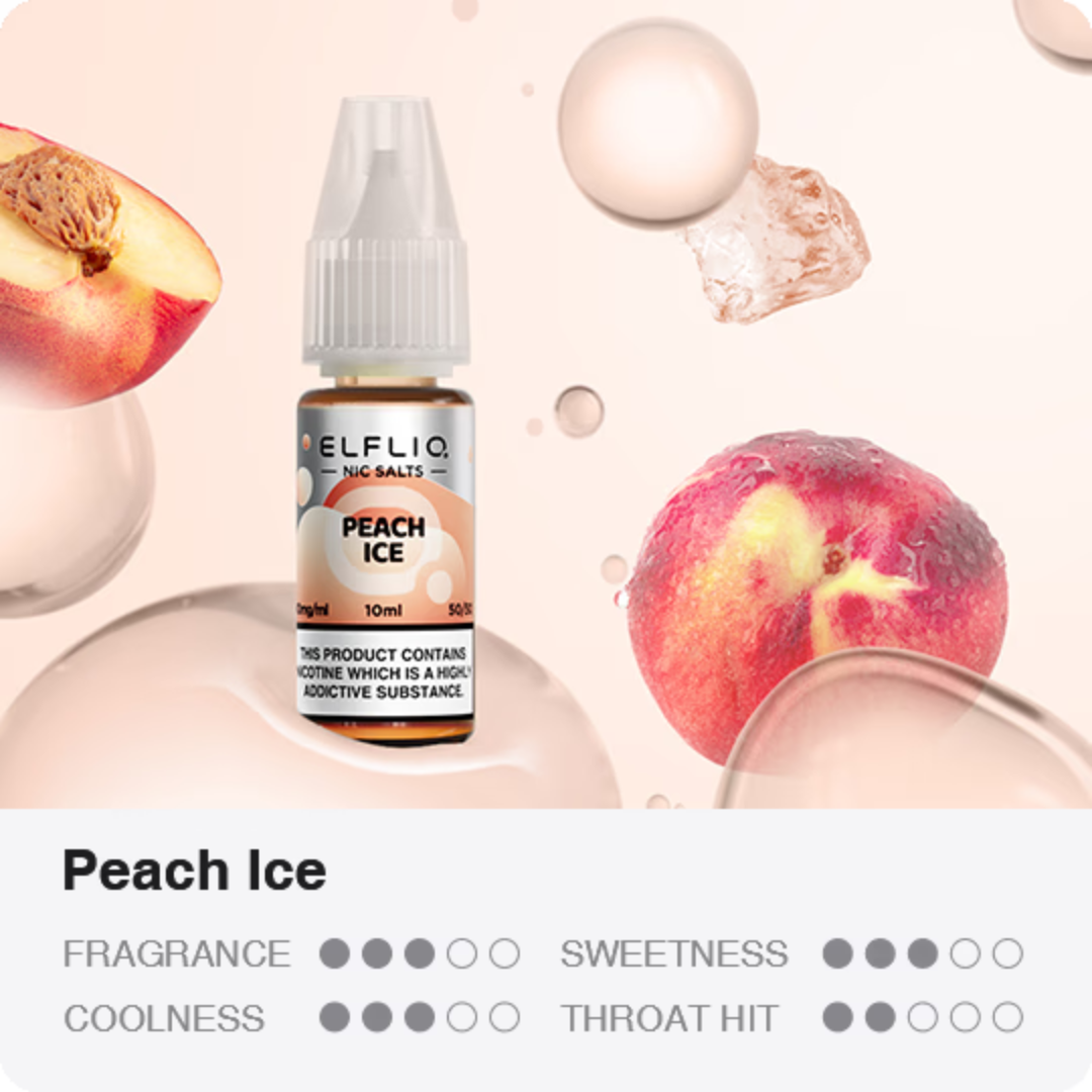 ELFLIQ - Peach Ice 10ml E-Liquid - The British Vape Company