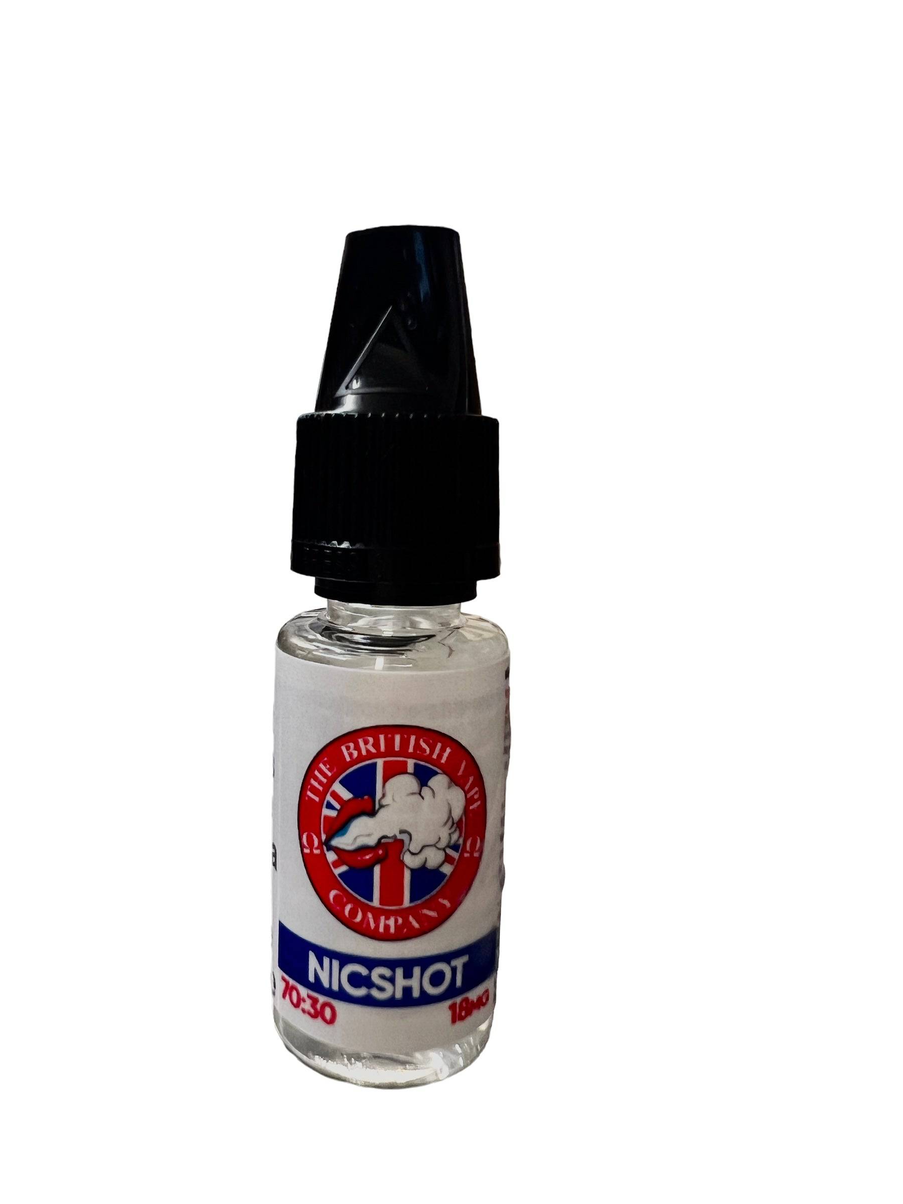 Nicotine Shot -  70/30 18mg 10ml - The British Vape Company