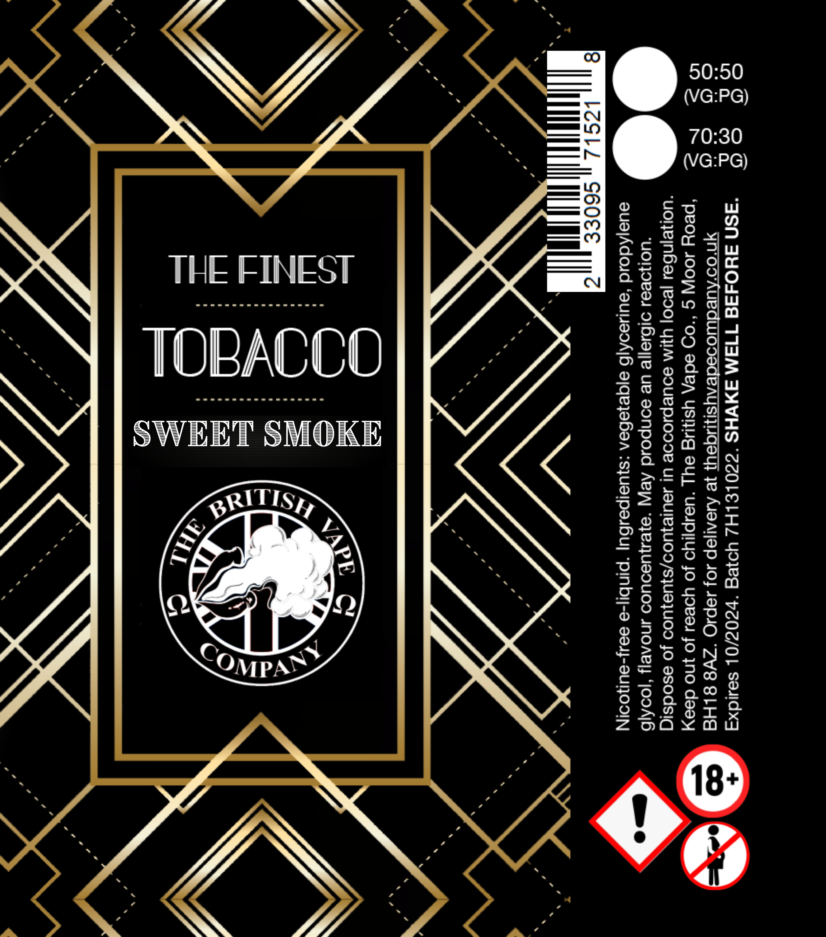 The Finest - Sweet Smoke Tobacco 60ml Longfill E-Liquid - The British Vape Company
