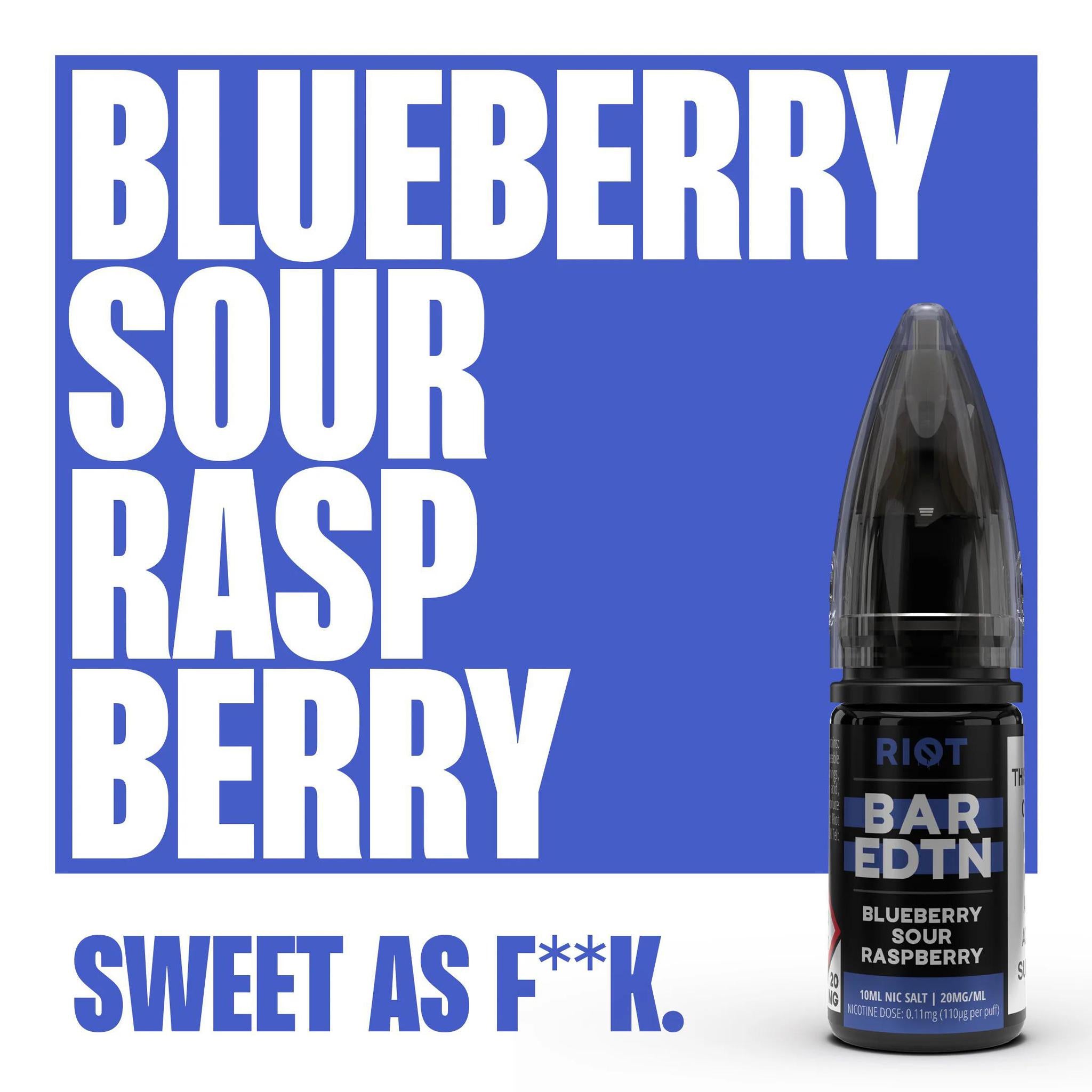 RIOT Bar EDTN - Blue Sour Raspberry 10ml E-Liquid - The British Vape Company