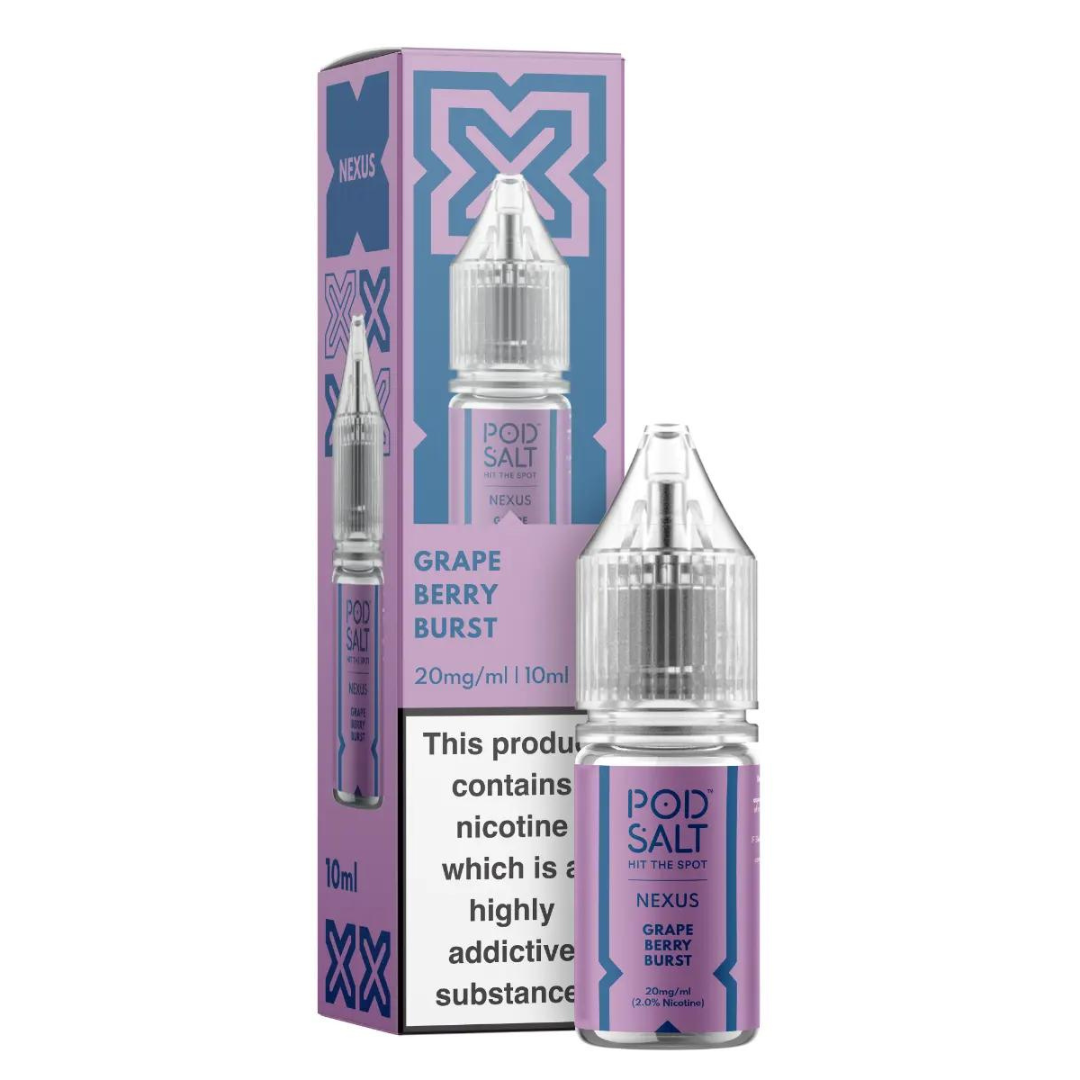 POD SALT NEXUS - Grape Berry Burst 10ml E-Liquid - The British Vape Company