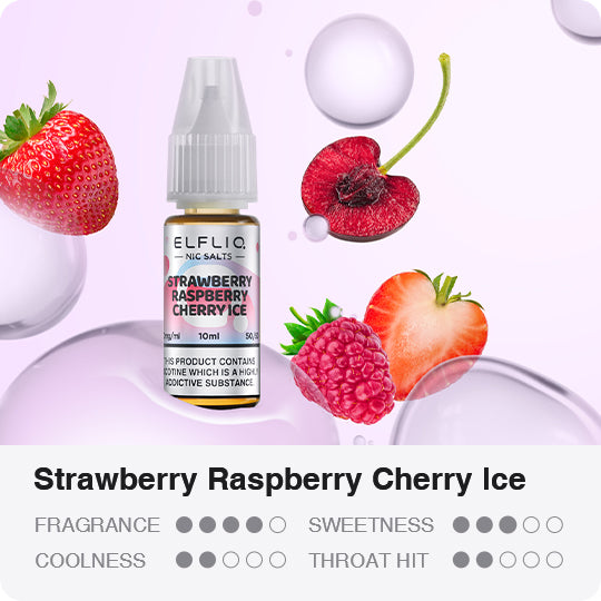 ELFLIQ - Strawberry, Raspberry, Cherry Ice 10ml E-Liquid - The British Vape Company