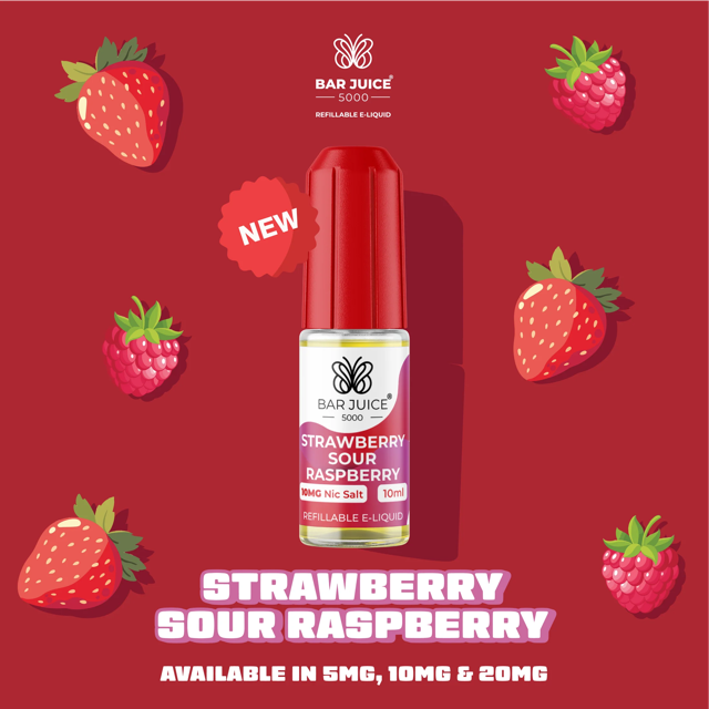 BAR JUICE 5000 - Strawberry Sour Raspberry 10ml E-Liquid