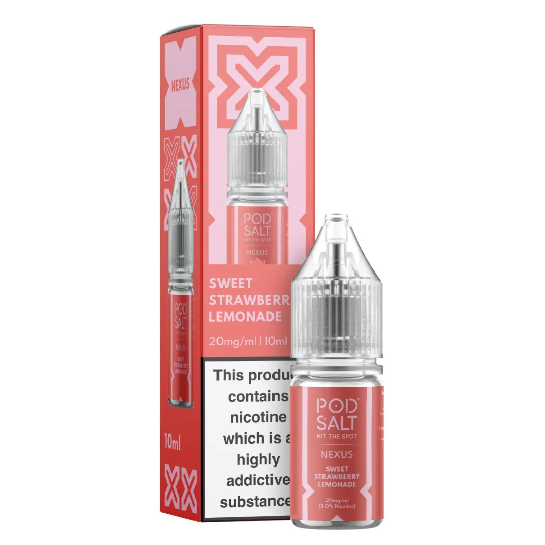 POD SALT NEXUS - Sweet Strawberry Lemonade 10ml E-Liquid - The British Vape Company