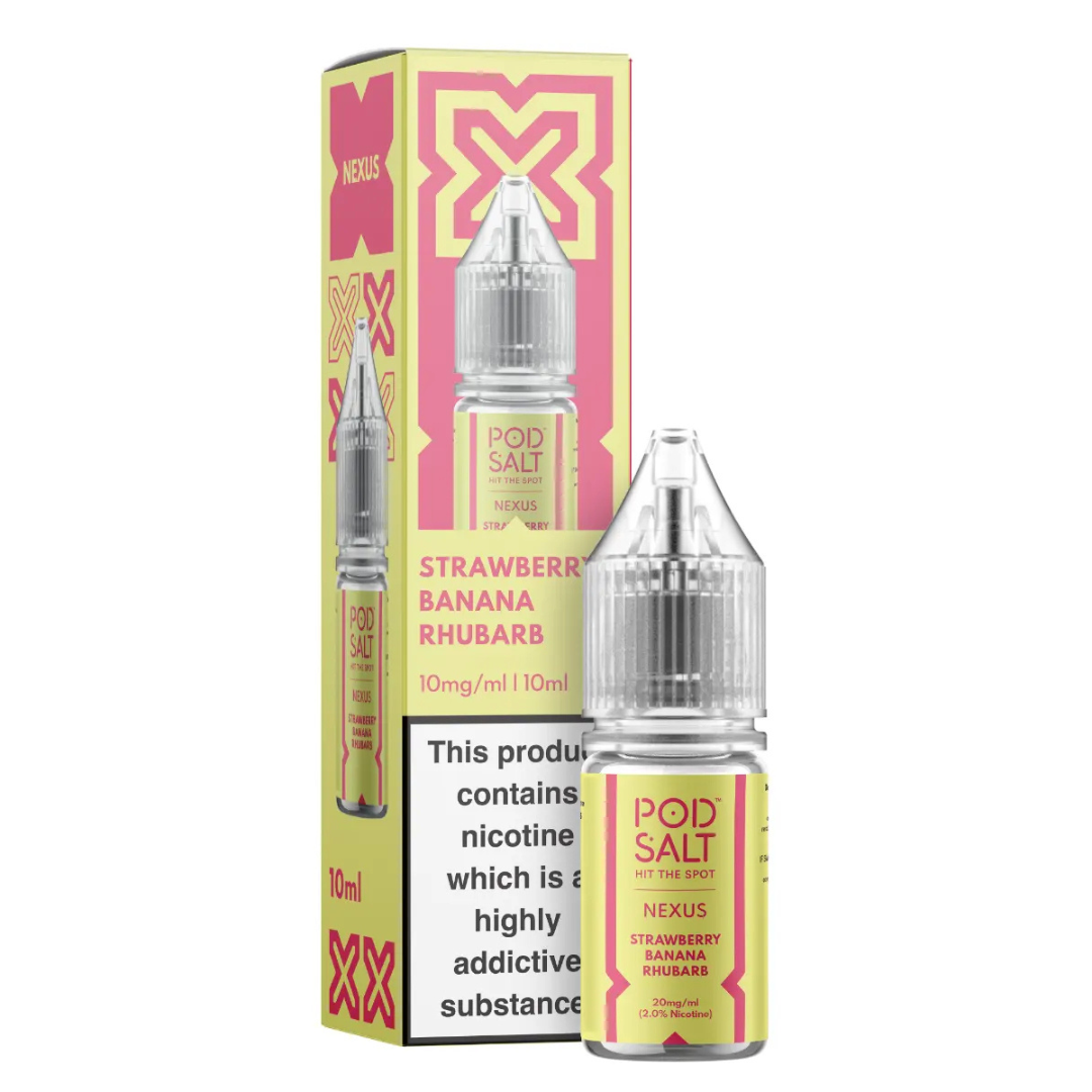 POD SALT NEXUS - Strawberry Banana Rhubarb 10ml E-Liquid - The British Vape Company
