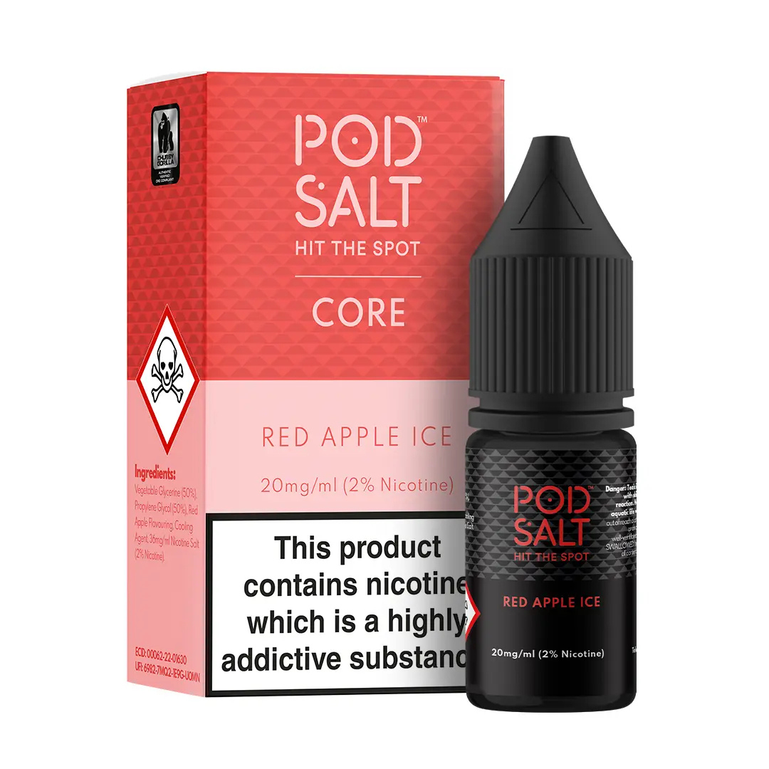 POD SALT CORE - Red Apple Ice 10ml E-Liquid - The British Vape Company