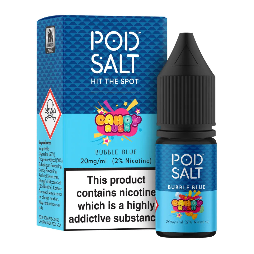 POD SALT FUSION - Candy Rush Bubble Blue 10ml E-Liquid