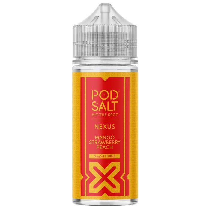 POD SALT Nexus - Mango Strawberry Peach 100ml Shortfill E-Liquid - The British Vape Company