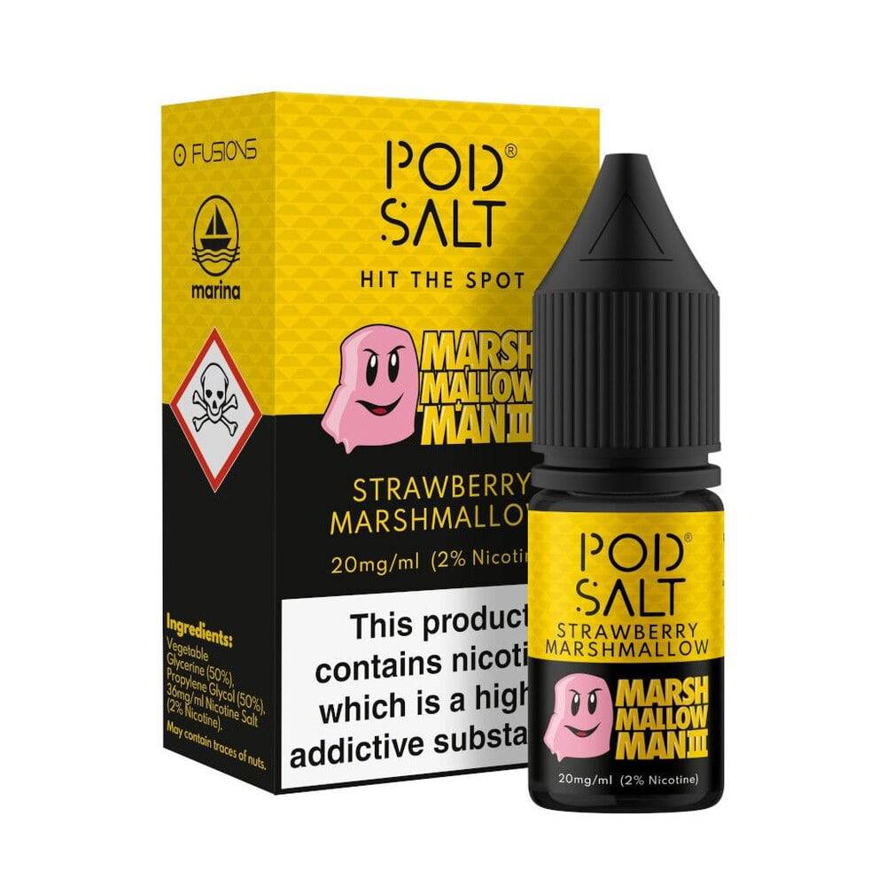 POD SALT - Marsh Mallow Man III Strawberry Marshmallow 10ml E-Liquid - The British Vape Company